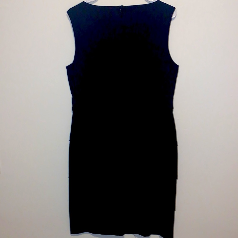 14 Dressbarn Black Pearl Beaded Ruffle Skirt Knee Length Cocktail Dress - Picture 2 of 7